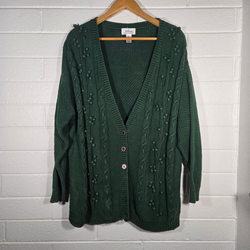 Vtg Bobble Cardigan Sweater 24 Plus Ramie Cotton Bobble Knit Pattys‎ Day Cottage